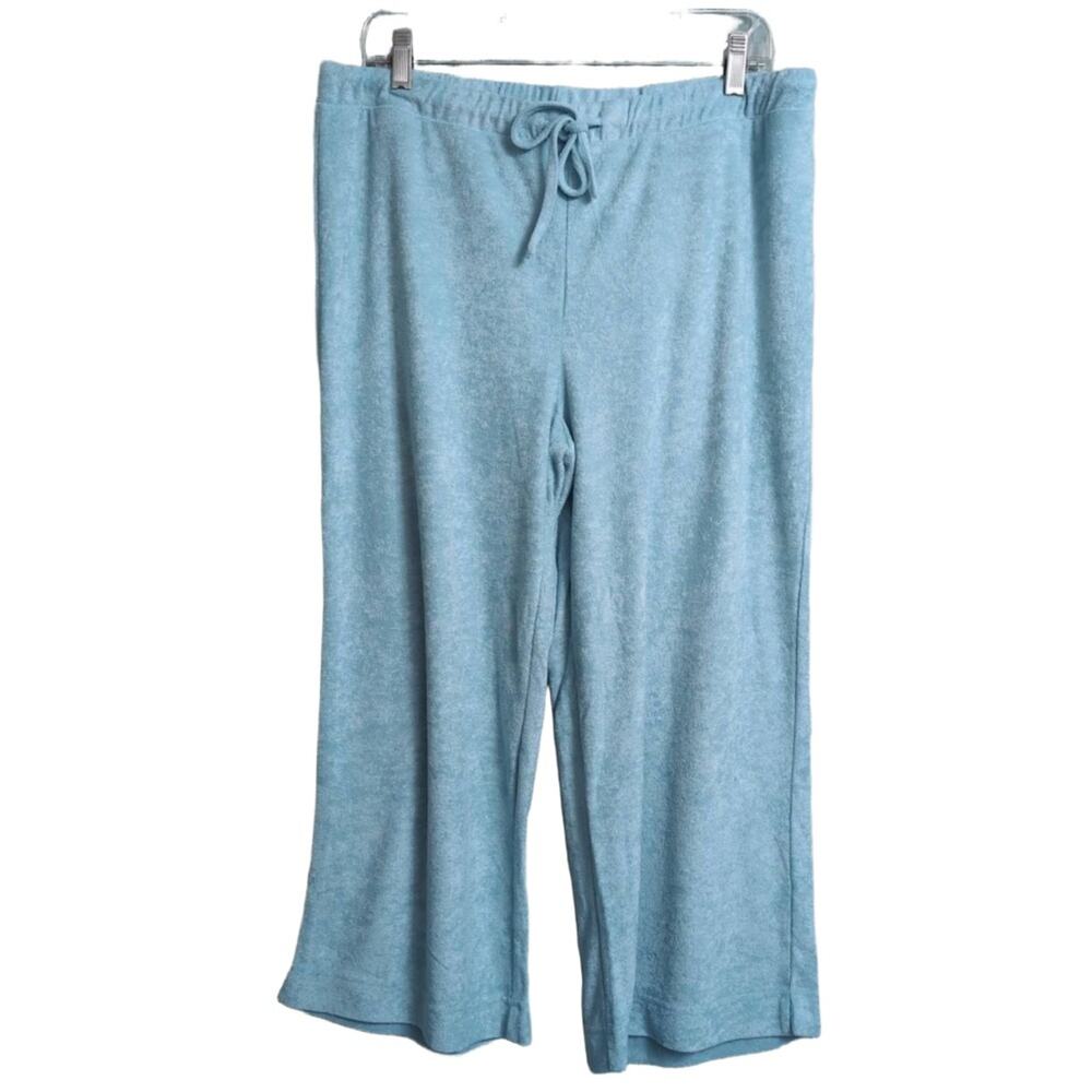 NWT Andie Crop Pant CABLU Light Blue Drawstring Elastic Waist Lounge L